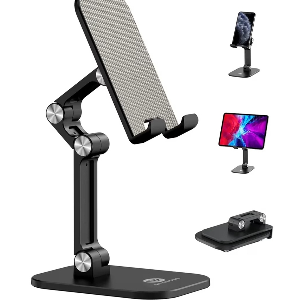 Sleek Black Tablet Stand with Adjustable Arm